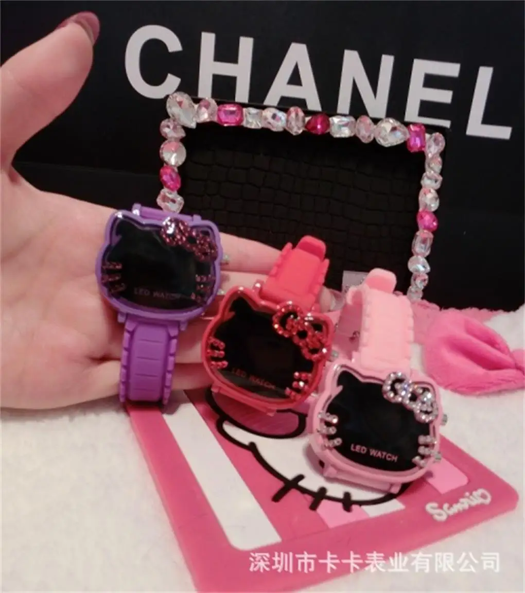 Часы с увеличительным стеклом Hello Kitty для аниме наручные часы розовым драгоценным