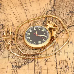 Роскошные золотые светящиеся римские цифры дисплей Механические с самообмоткой карманные часы Изысканный Карманный кулон часы подарки