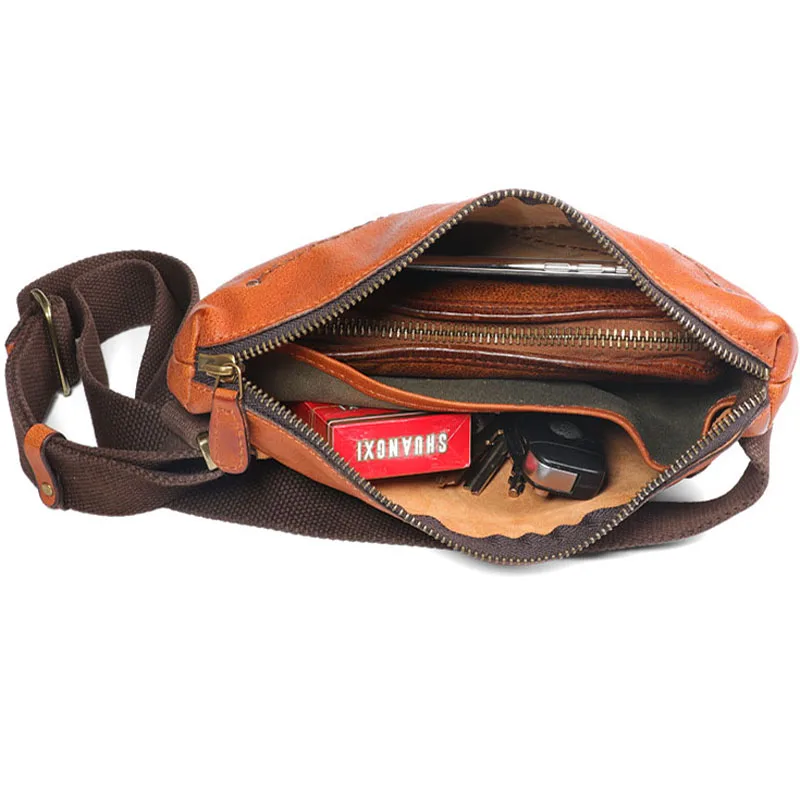 AETOO Original retro handmade suede leather men's leather chest pocket pockets mini casual Messenger bag youth tide