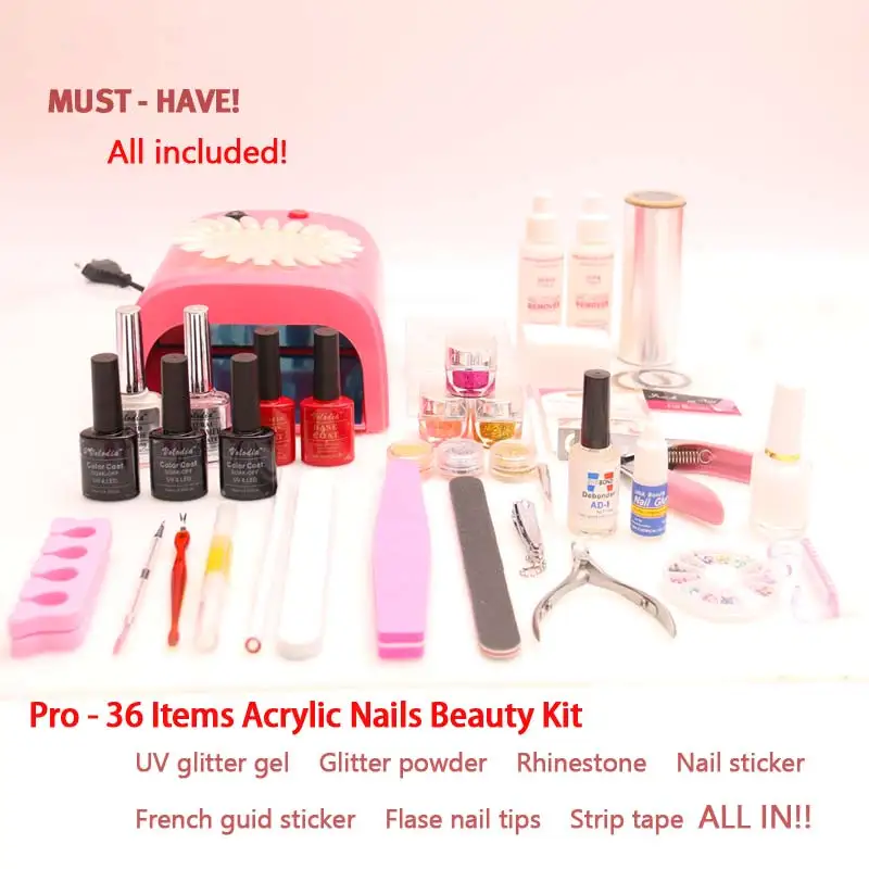 

2016 Fullest UV Gel Nail Polish Kit! 36items For Home Starter Or Professional Nail Salon Use Both Including Decoration And Tool