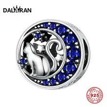 DALARAN DIY Браслеты ожерелье милый кот талисманы серебряные бусины 925 пробы сверкающие CZ для изготовления украшений вручную женский подарок
