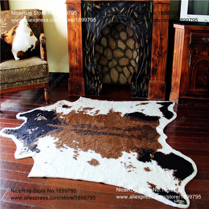 Cow printed rug animal faux zebra skin cowhide carpet Big Size 2X1.5M