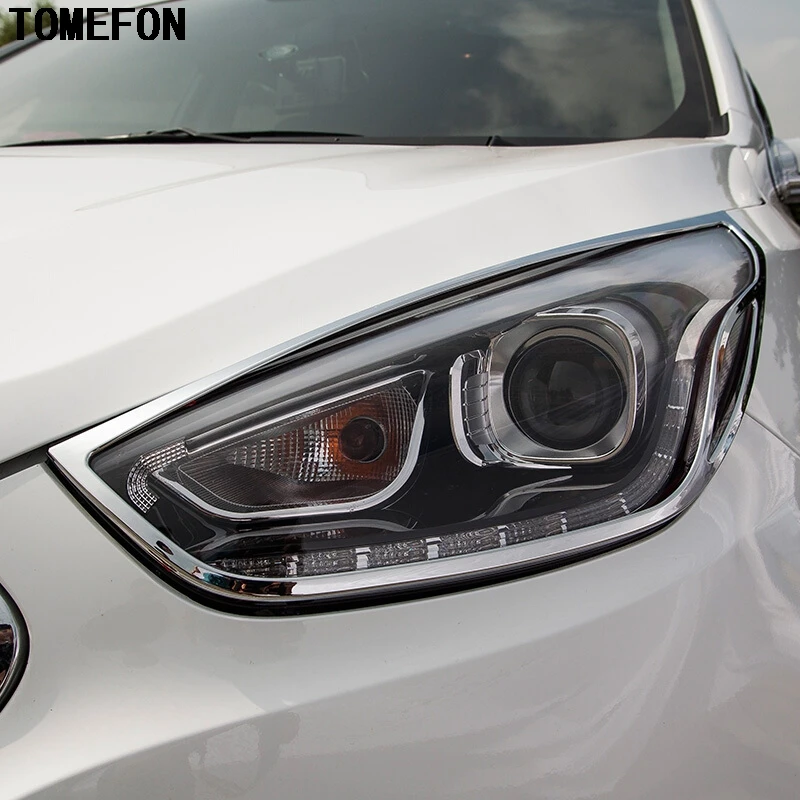 Для Hyundai ix35 2013 Chrome спереди и сзади Фары для автомобиля задние фонари Крышка лампы отделки Рамки ободок гарнир автомобиля Интимные аксессуары