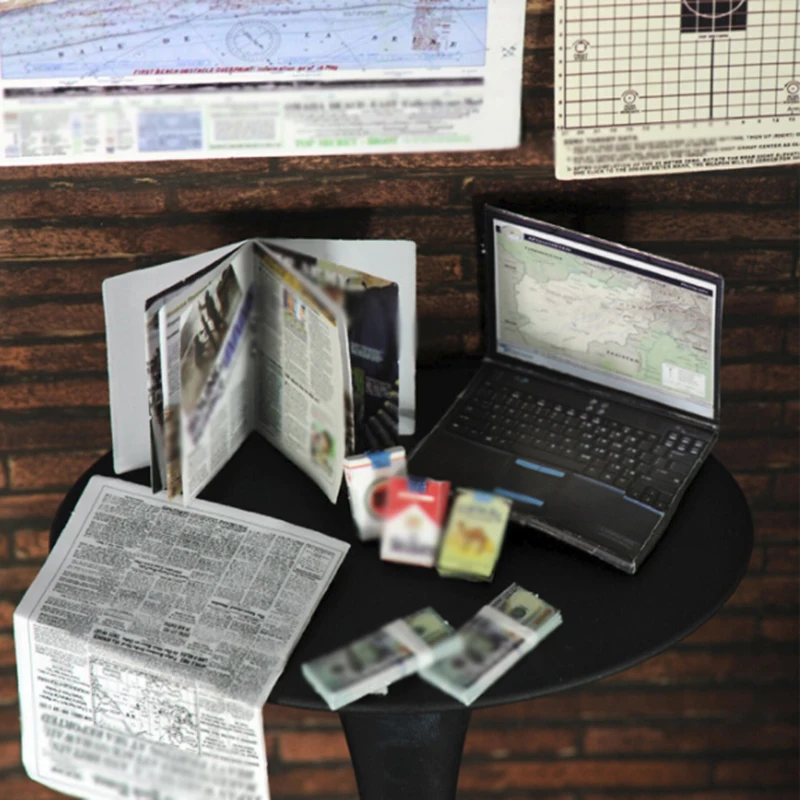 

2018 1:6 Scale Laptop Cigarette Box Newspaper For 12 Action Figure Scene Parts