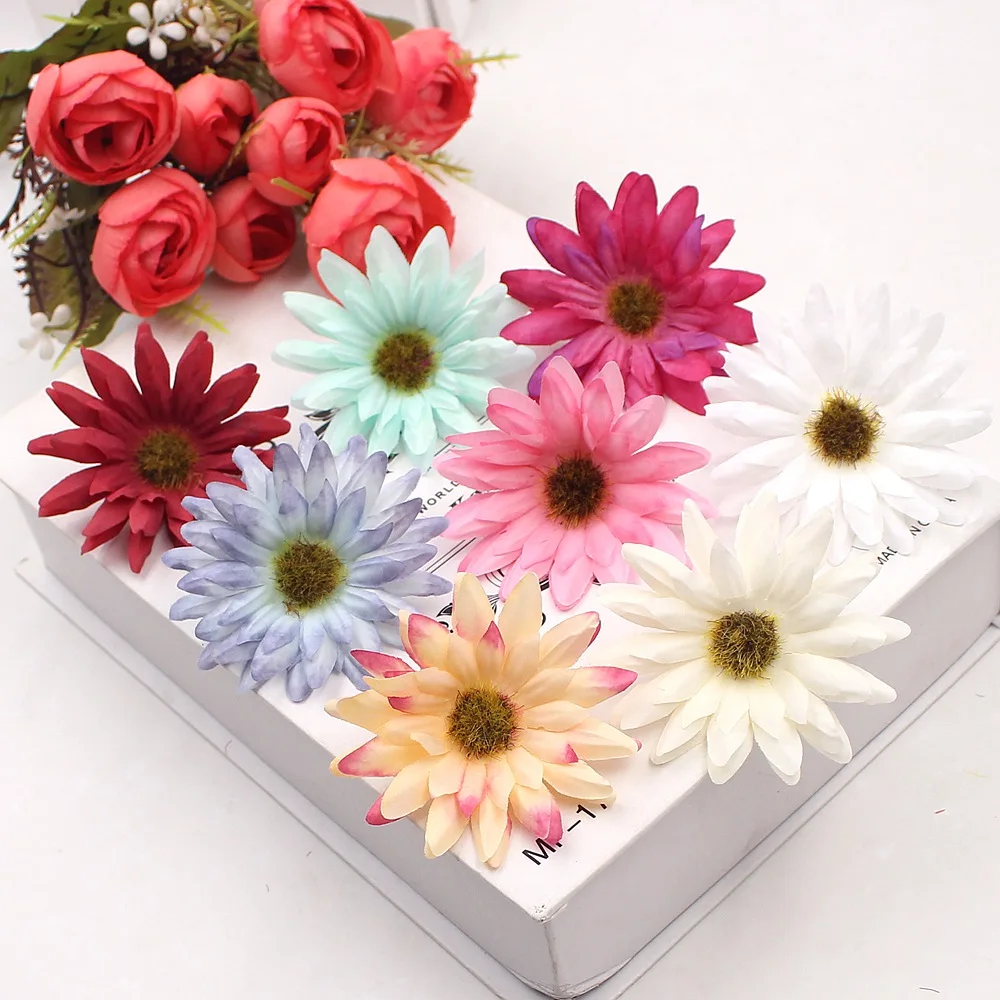 

10pcs 5.5cm Artificial Silk Chrysanthemum Little Daisy DIY Wreath Collage Wedding Home Decoration Craft Fake Flower Head