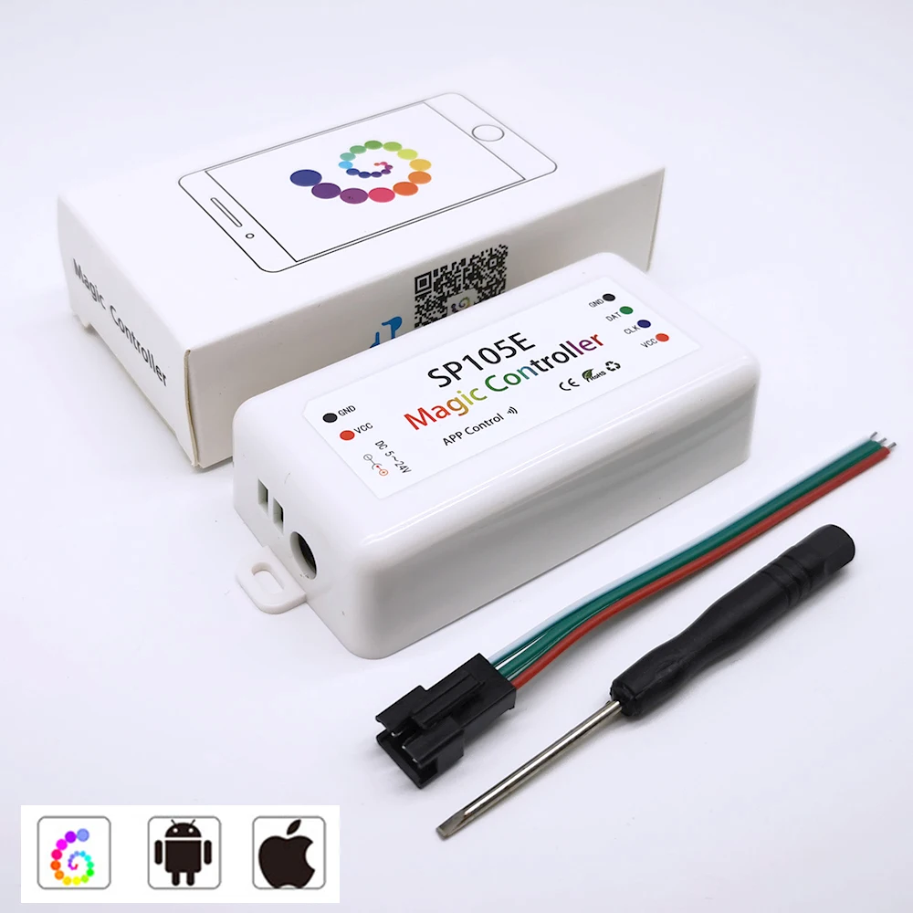 

SP105E Wireless Bluetooth Magic Dream Color LED Light Controller iOS Android DC5V~24V for WS2811 WS2812B WS2801 SK6812 Strip
