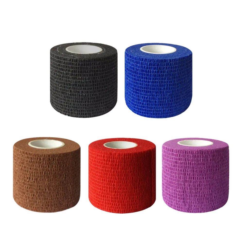 

5pcs Bandage BD001 Tattoo Accessories Disposable Self-adhesive Elastic Bandage Handle Grip Tube Set of 5 pieces - 5 Color