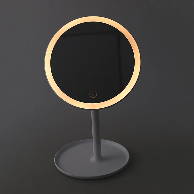 Press Table Lamp Led Mirror With Light Circular Makeup Mirror Round Shape Rotating Cosmetic Mirror Stand Magnifier Dressing Mi