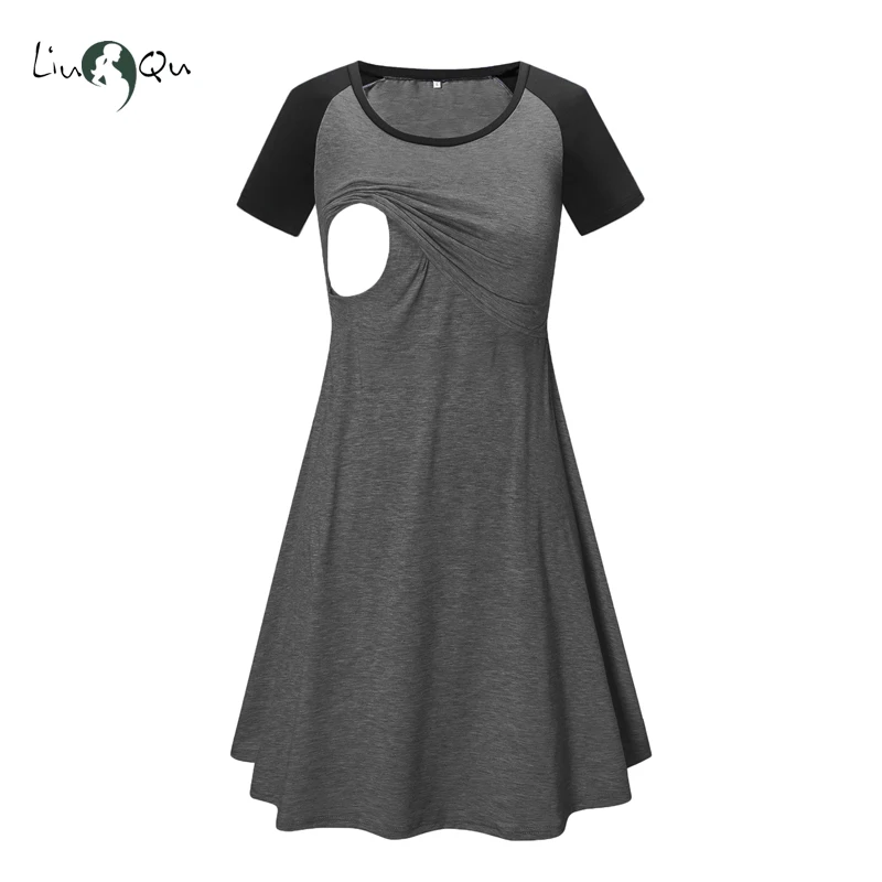 Women's Maternity Dress Nursing Breastfeeding Dresses Short Sleeve Summer Casual Womens Clothing Plus Size Mama Clothes