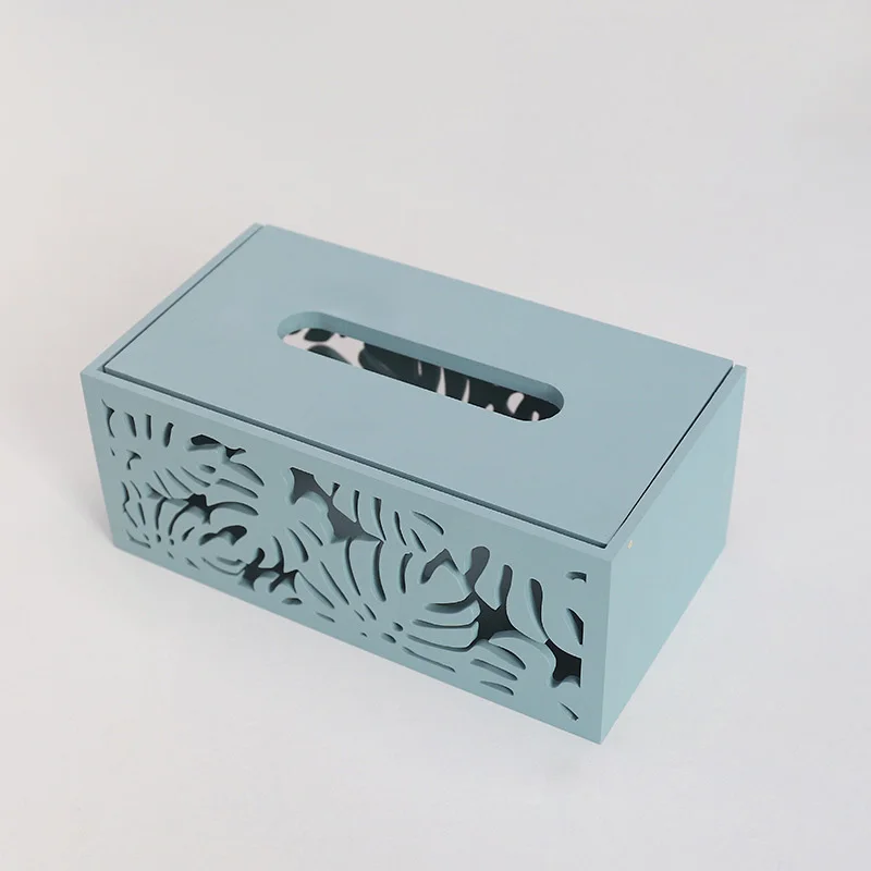 

Display Case Container Vintage Rack Tissue Box Storage Wooden Hollow Accessories Wood Scrape paper Shelf Convenient