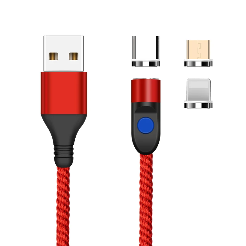 SUNPHG 3 в 1 Магнитный кабель type C для iPhone Lightning 3A кабель для быстрой зарядки Microusb шнур для huawei samsung 1 м провод для зарядки - Цвет: Красный