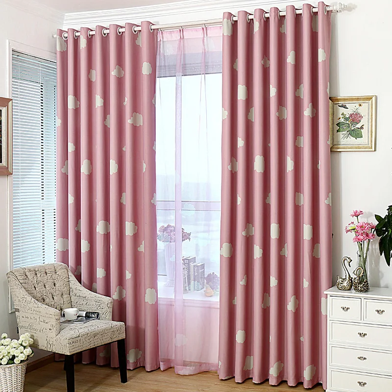 Cortinas de tratamiento de panel de ventana de dormitorio para niños con diseño moderno con motivo de nube azul de dibujos animados LOZUJOJU