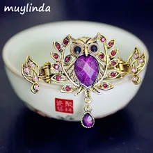 Muylinda, винтажная бронзовая заколка для волос в виде совы, металлические стразы, заколка для волос, аксессуары для женщин, ювелирное изделие, аксессуары для волос в виде краба