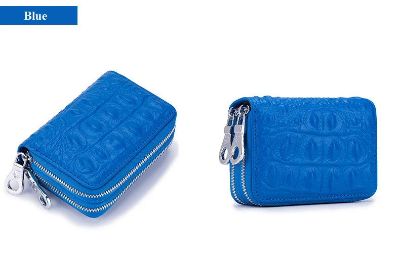 Lomelobo Lady Alligator Card Wallet Genuine Leather Girls Dual Zipper Coin Purse Women Card Holder Female Credit ID Cards Wallets HCL3257 Details (19)