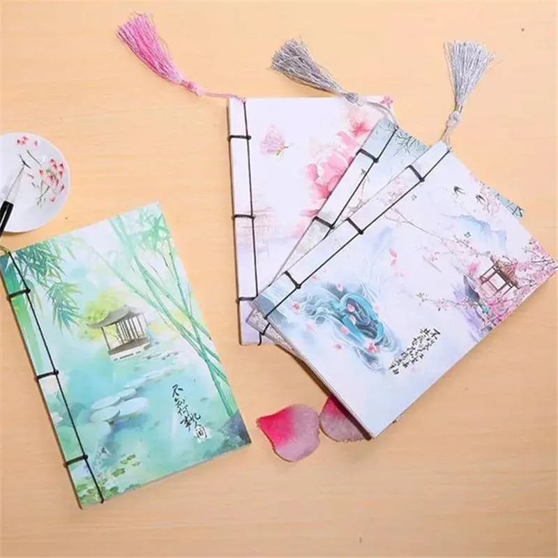 

2019 Chinese Style Notebook Retro Vintage Sketchbook Binder Stitching Binding Diary Notepad Stationery Office & School Supplies