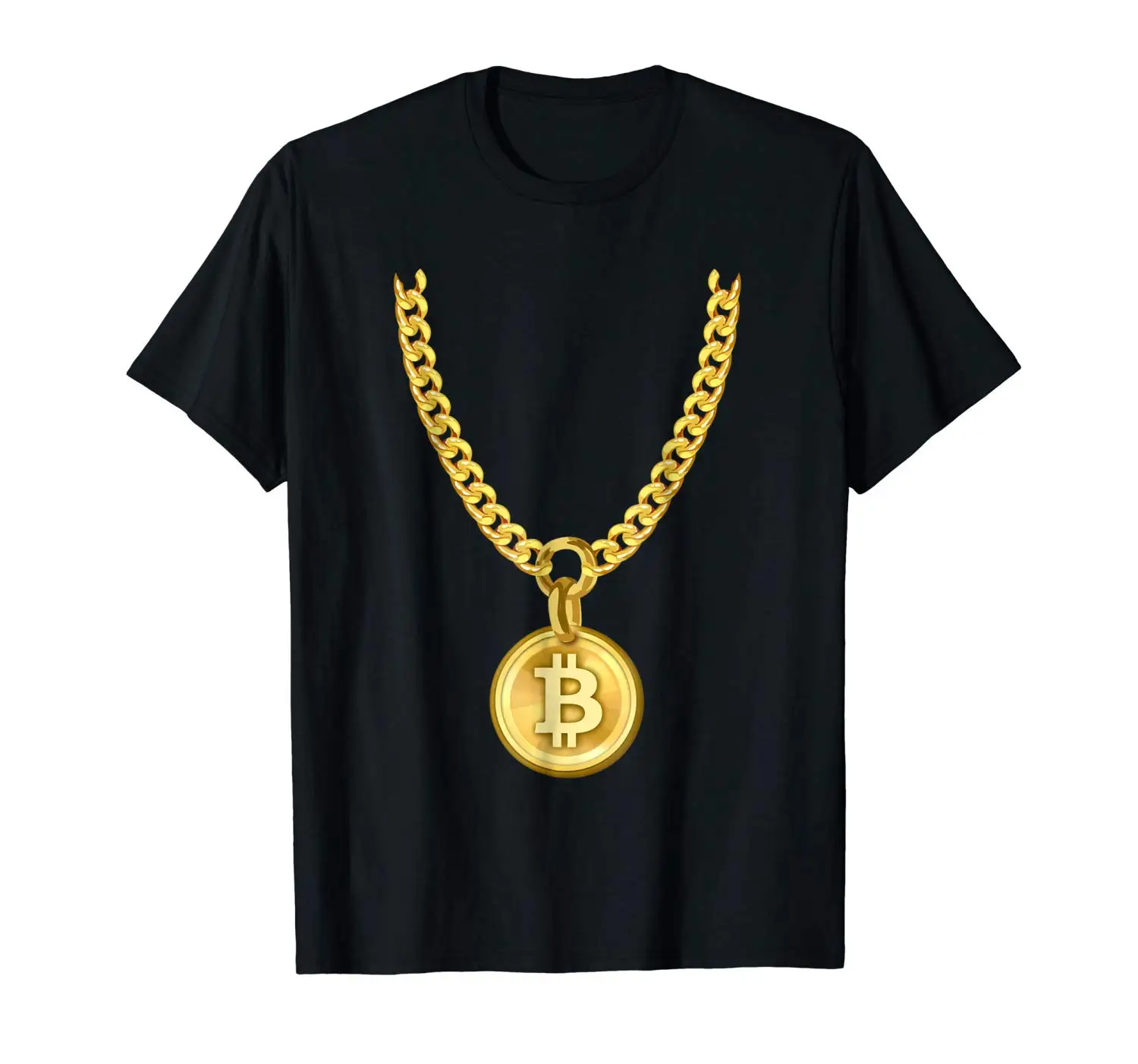 Bitcoin Cryptocurrency Funny Necklace T-Shirt Print Tee Shirt Men Short Sleeve shirts