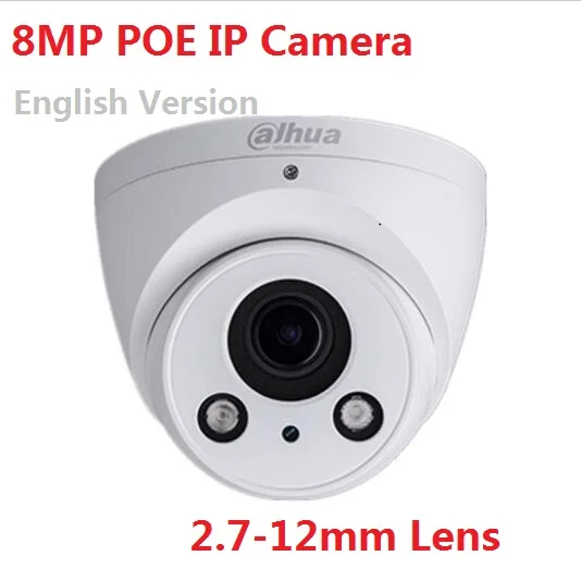  DAHUA English 8MP  IR Eyeball Network Camera IPC-HDW5830R-z 2.7mm-12mm motorized lens Built-in Mic Night vision PoE ip cam 