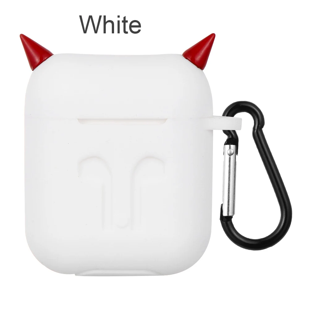 Милый Силиконовый ТПУ Bluetooth беспроводной чехол для наушников модный защитный чехол для Apple Airpods зарядный ящик с крючками - Цвет: Белый