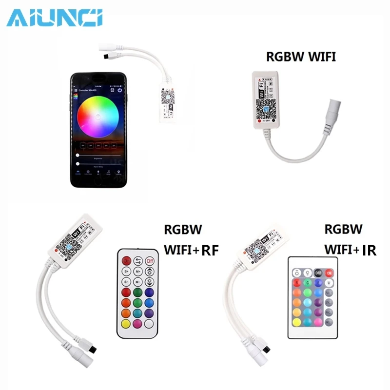 Wifi RGBW/RGBWW светодиодный контроллер Мини DC12V с RF 21Key/IR 24Key пульт дистанционного