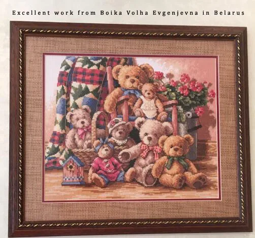 Cross Stitch Kit Teddy Bear Gathering Party Family Club dim