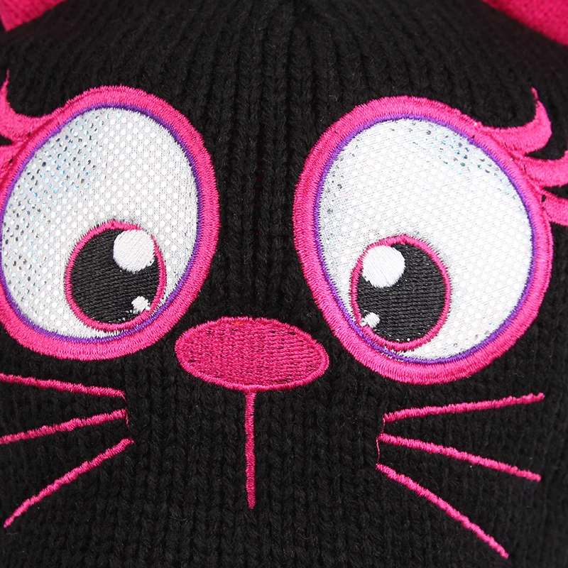 Thick Embroidery Beanie Hats For Girls Cat Baby Winter Hats For Boys Big Eye Velvet Kids Earflap Hat With Ears Photography Props (7)