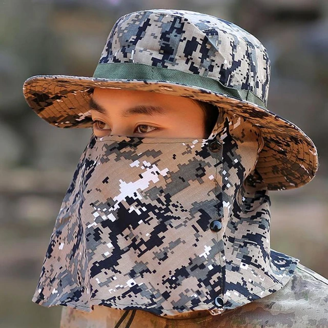 Mens Hunting Sports Breathable Sunshade Fishing Caps Hats Camouflage  Fishing Caps Men Uv Protection Face Neck Cover Fishing Caps - Fishing Caps  - AliExpress
