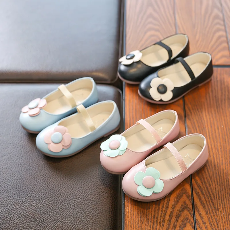 

Kids Shoes Girls Princess Shoes With Flower Bead Children Shoes Pu Leather Baby toddlers Girl Flats Spring Autumn MCH044