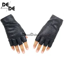 Новое поступление, женские перчатки без пальцев, дышащие мягкие кожаные перчатки для танцевальной вечеринки, шоу, женские черные варежки на половину пальцев