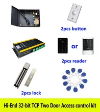 Oi-end kit de controle de acesso 32-bit, TCP IP duas portas + power + 280 kg fechadura magnética + ID leitor de teclado de toque + botão + 10 ID tag, sn: kit-AT206