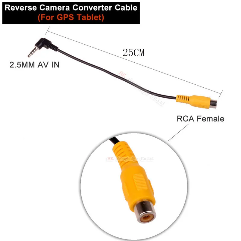 RCA do 2.5 MM AV kabel do widok z tyłu samochodu kamera do GPS Tablet Parking Adapter
