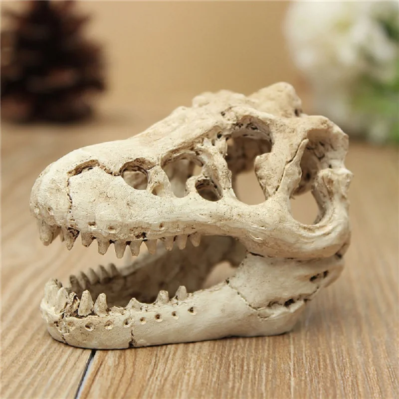 Смола череп динозавра для аквариумных питомцев аквариум пейзаж головка моделирования кости Террариум рептилия украшения орнамент скрытый пещера