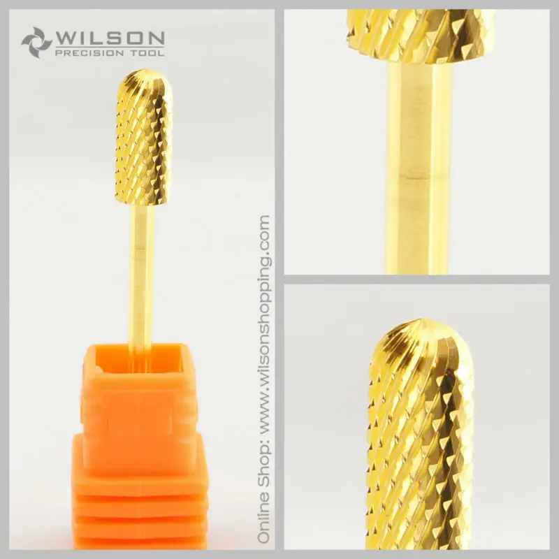 2pcs Small Rounded Top Bit Coarse (C 1140073) Gold WILSON Carbide Nail
