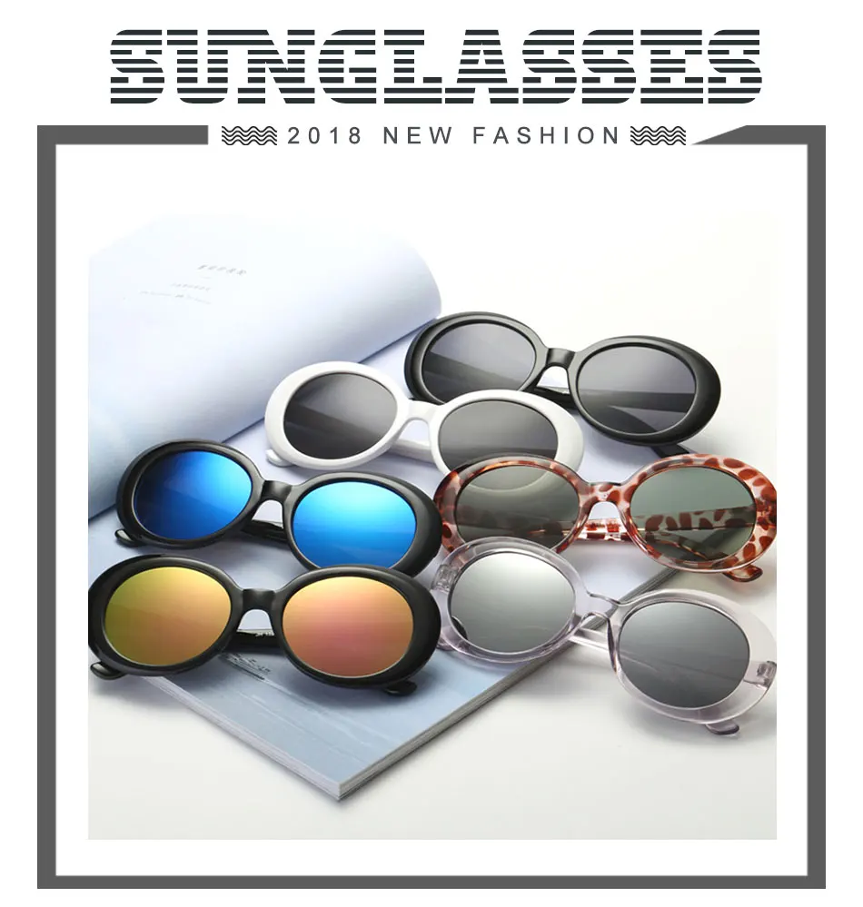 Высококачественные очки в стиле Курта Кобейна NIRVANA, солнцезащитные очки, женские брендовые Дизайнерские мужские винтажные овальные очки, солнцезащитные очки