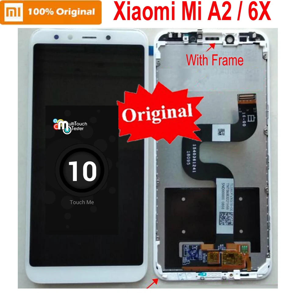Goedkoop 100% Originele Xiao mi mi A2 mi A2 sensor lcd DISPLAY Touch SCREEN Digitizer Vergadering Met Frame Mi 6X Mi 6X M6X Telefoon Panel Onderdelen