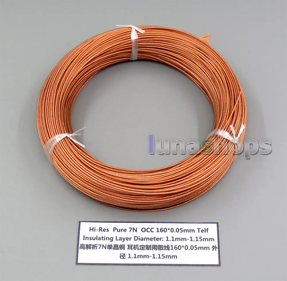 

10m Hi-Res Pure 7N OCC 160*0.05mm Tefl Insulating Layer Earphone Headphone Bulk Wire Cable OD:1.1-1.15mm LN006254