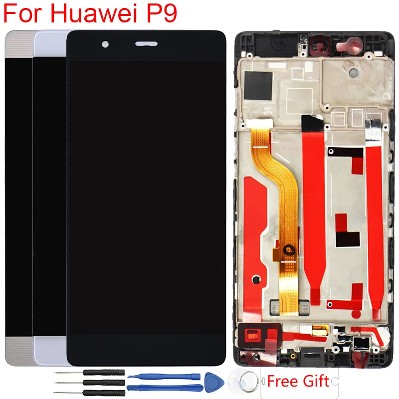 

Original LCD For Huawei P9 Display With Frame LCD Touch Screen Digitizer Assembly For Huawei P9 LCD Screen EVA-L09 EVA-L19