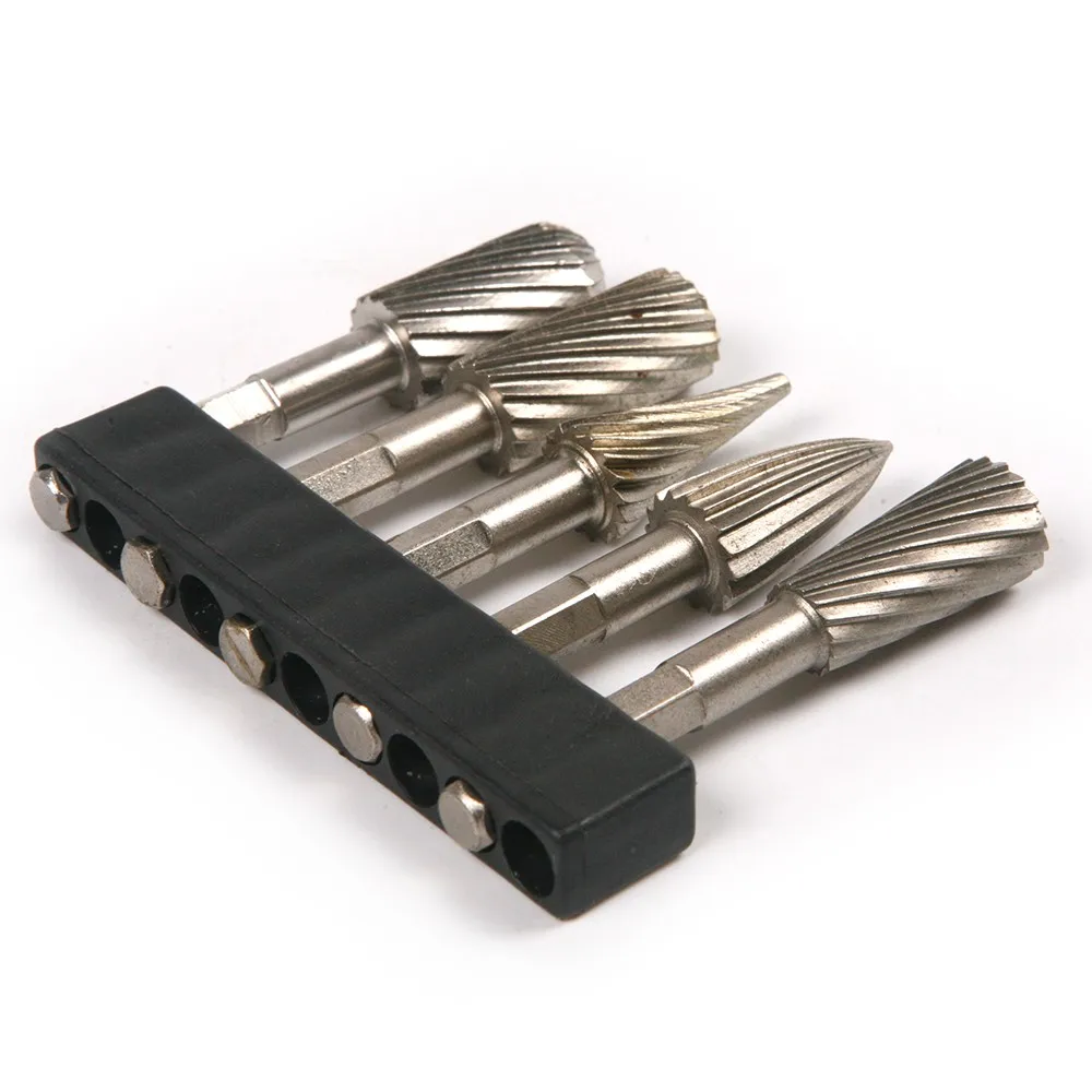 

1/4" (6.35mm) Carbide Burrs Rotary File 5pcs Rotary Rasp Cutter Files