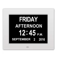 Photo frame Digital desktop&table clock LED Large Alarm Clock Calendar Large-Time Day and Date Display Impaired-8 Inch 8 Languae