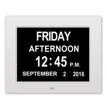 

Photo frame Digital desktop&table clock LED Large Alarm Clock Calendar Large-Time Day and Date Display Impaired-8 Inch 8 Languae