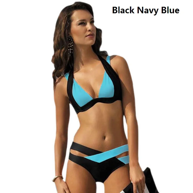 Women Swimsuit Sexy Bikini Swimwear Push Up Woman Thong Bikini Bathing Suit Beachwear Mulheres Biquíni Roupa Banho Sensual Black Navy Blue