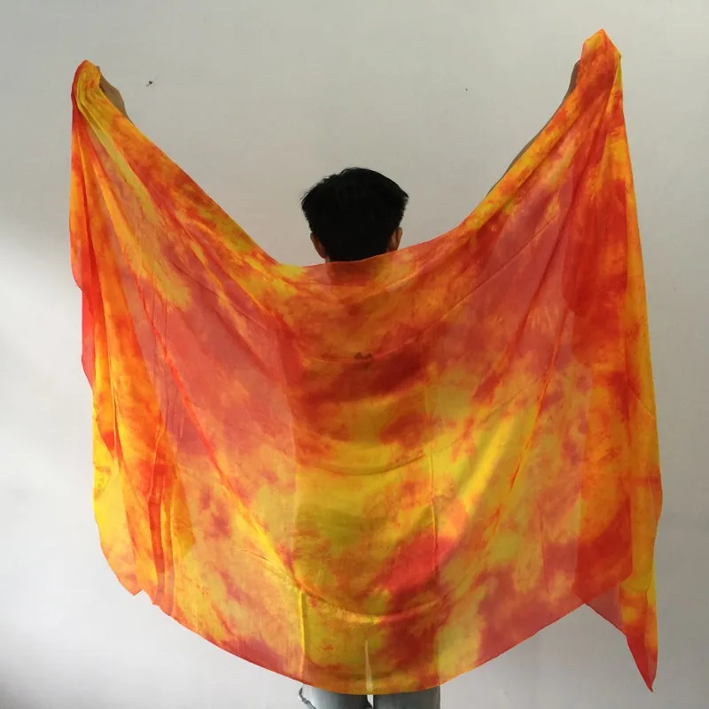 Новый 98 "= 250 см реальные 100% шелк вуали для танца живота Tie-dyed красочные Bellydance вентилятор завесы Этап show реквизит рука шарф