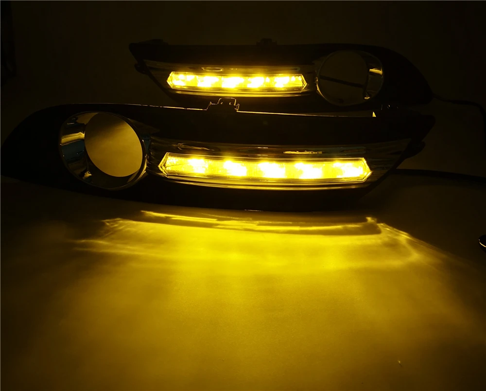 Автомобиль мигает 2 шт светодиодный DRL дневные ходовые огни дневного света для Nissan sentra Sylphy 2012 2013 желтый указатель поворота лампа