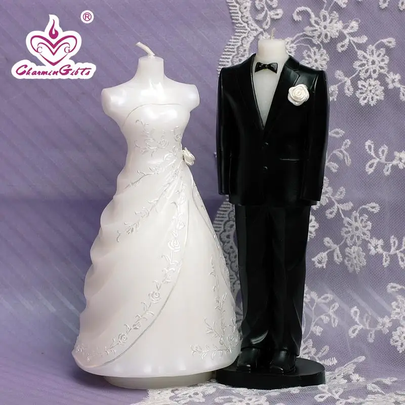 20CM Height Bride groom in Tuxedo & Gown Candle wedding party candle favor gift present novelty
