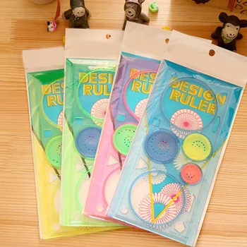 

Multi-function Ruler Creative Transparent Student Drawing Ruler Spirograph Geometric Ruler Learning Drawing Tool Random color