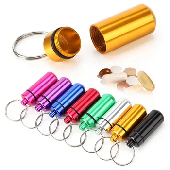 

Portable Pill Capsule Medicine Box Case Holder Container Key Ring Chain Waterproof First Aid Aluminum Cartridge Keychain