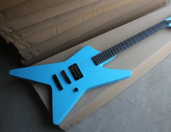 

Factory Custom Blue Electric Guitar whit Unusual Shape Body,1 Pickup,Black Hardwares,No Fret Inlay,Offer Customized