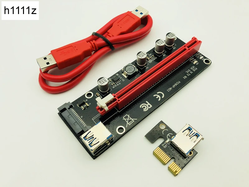 Newest VER 011C Riser PCI-E PCIe Extender PCI Express Riser Card 1x to 16x SATA 15pin Power Connector 3 LED for BTC Miner Mining
