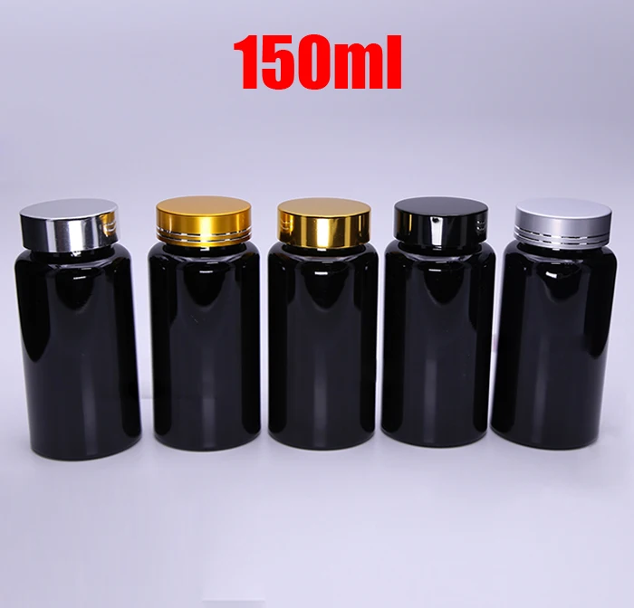 100PCS 150ml Light proof Black Bottles, Plastic Bottles, Capsules