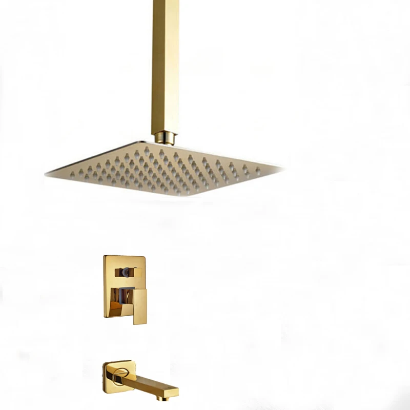 Wholesale And Retail Ceiling Mounted Modern Square Rain Shower Head Faucet Single Handle Valve Mixer Tap Tub Spout