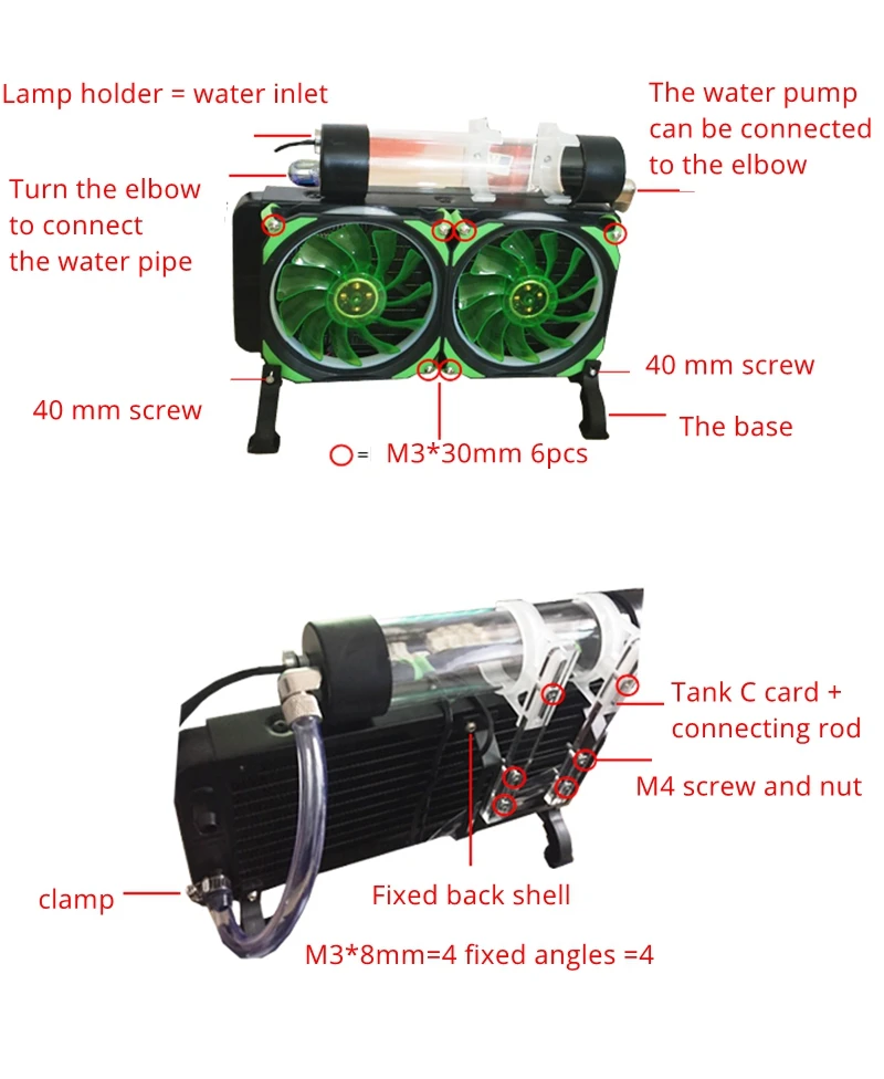 DIY gaming laptop water cooling system kit aluminum notebook cooler Radiator Pump Reservoir Heat Sink 240mm row for PC computer